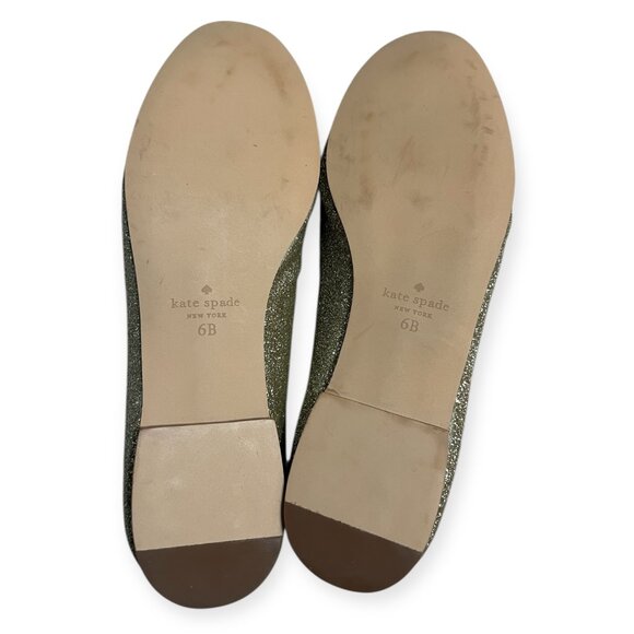 Kate Spade New York Georgia Loafers Women’s 6B Gold Glitter Bow Slip-On Flats - Picture 6 of 6